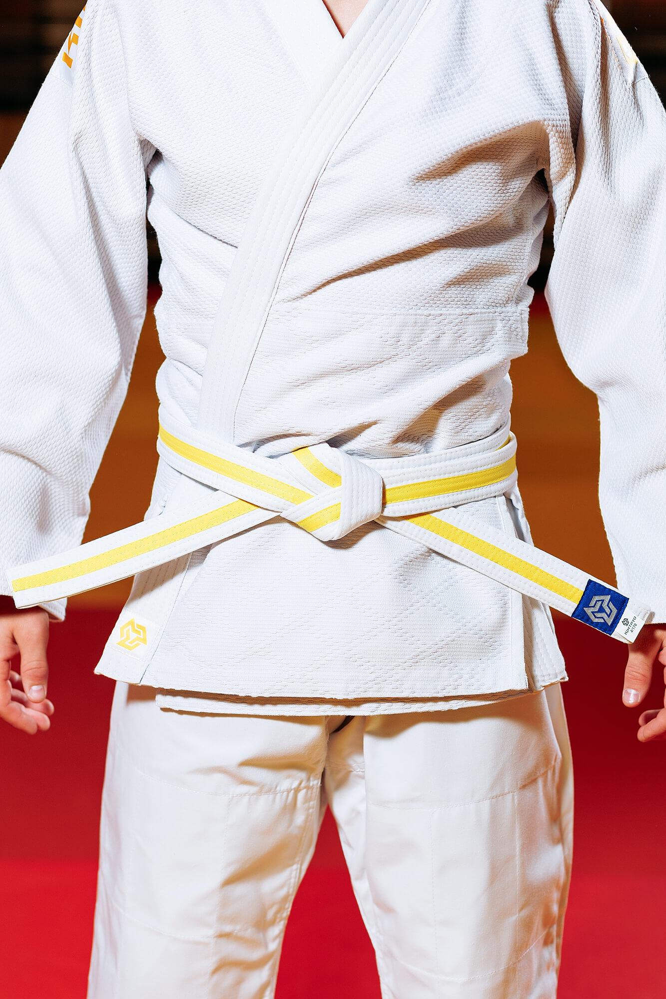 Біло-жовтий пояс для дзюдо ТМ "Kintayo" ,150 зріст 1