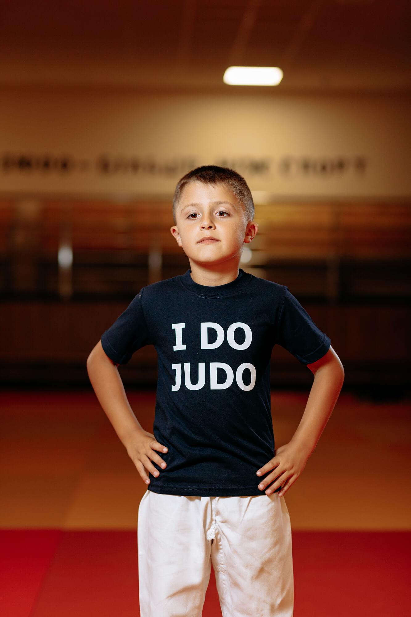 Дитяча футболка темно-синя з написом "I do judo" - Розмір: 42 1