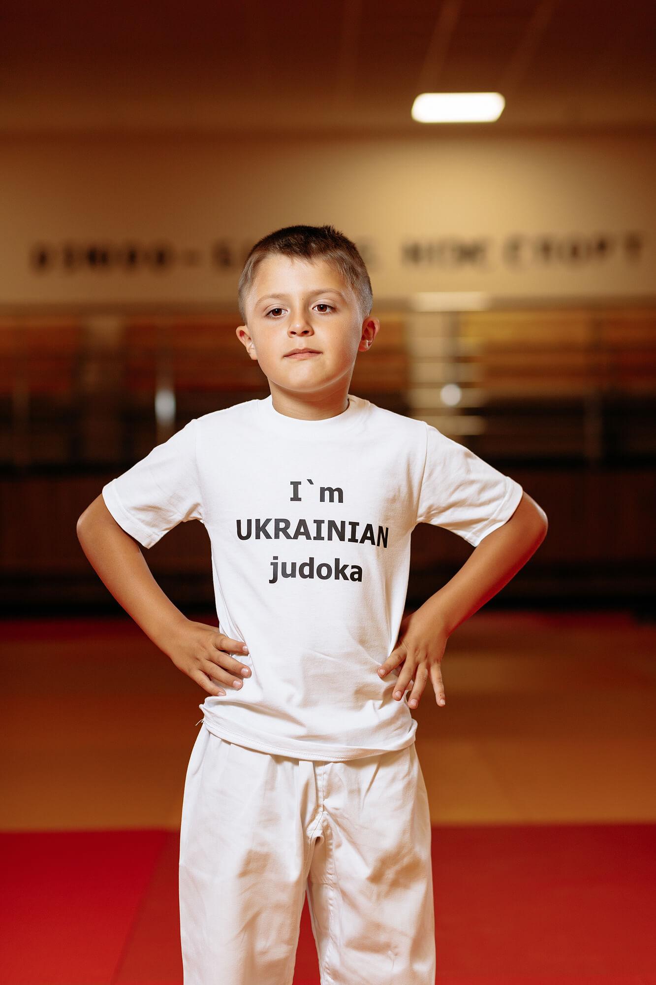 Дитяча футболка біла з написом "I am Ukrainian judoka" - Розмір: 34 1